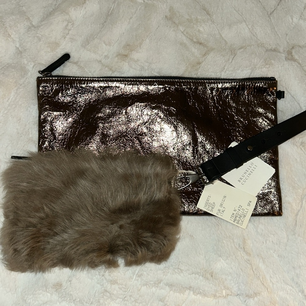 Brunello Cucinelli wristlet set of two clutches cases new with tag